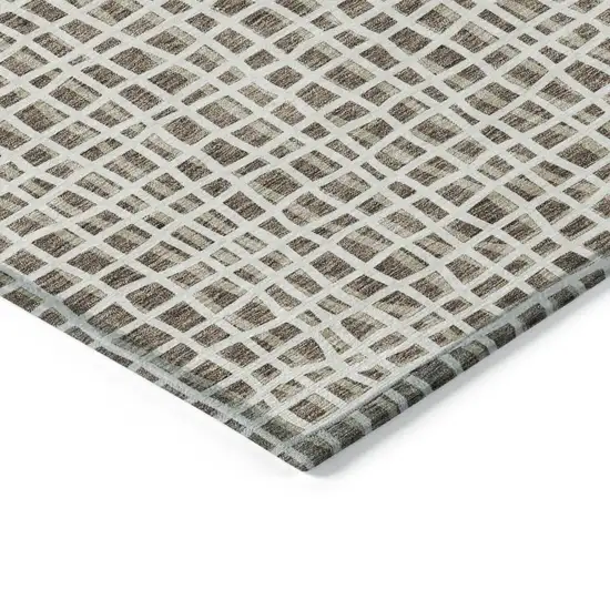 Brown Beige And Ivory Striped Washable Indoor Outdoor Area Rug Photo 3