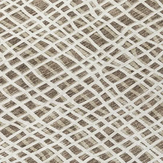 Brown Beige And Ivory Striped Washable Indoor Outdoor Area Rug Photo 8
