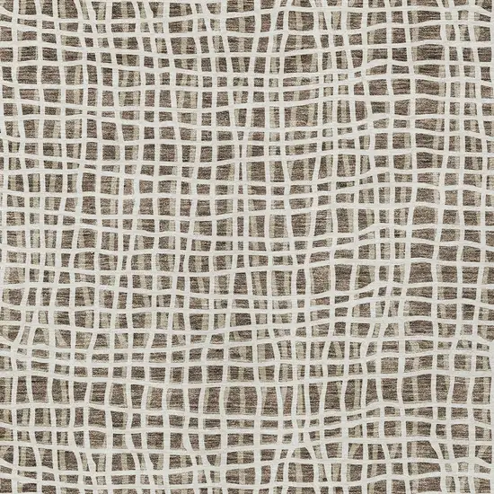 Brown Beige And Ivory Striped Washable Indoor Outdoor Area Rug Photo 5