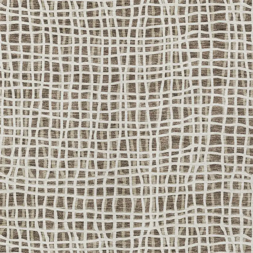 Brown Beige And Ivory Striped Washable Indoor Outdoor Area Rug Photo 5