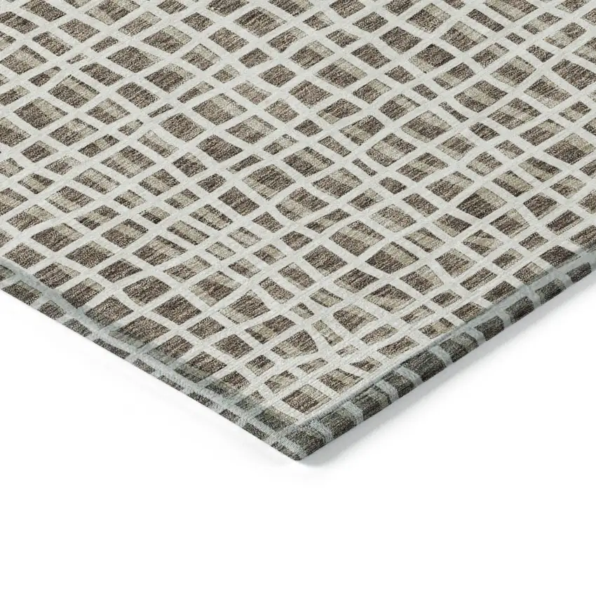 Brown Beige And Ivory Striped Washable Indoor Outdoor Area Rug Photo 4
