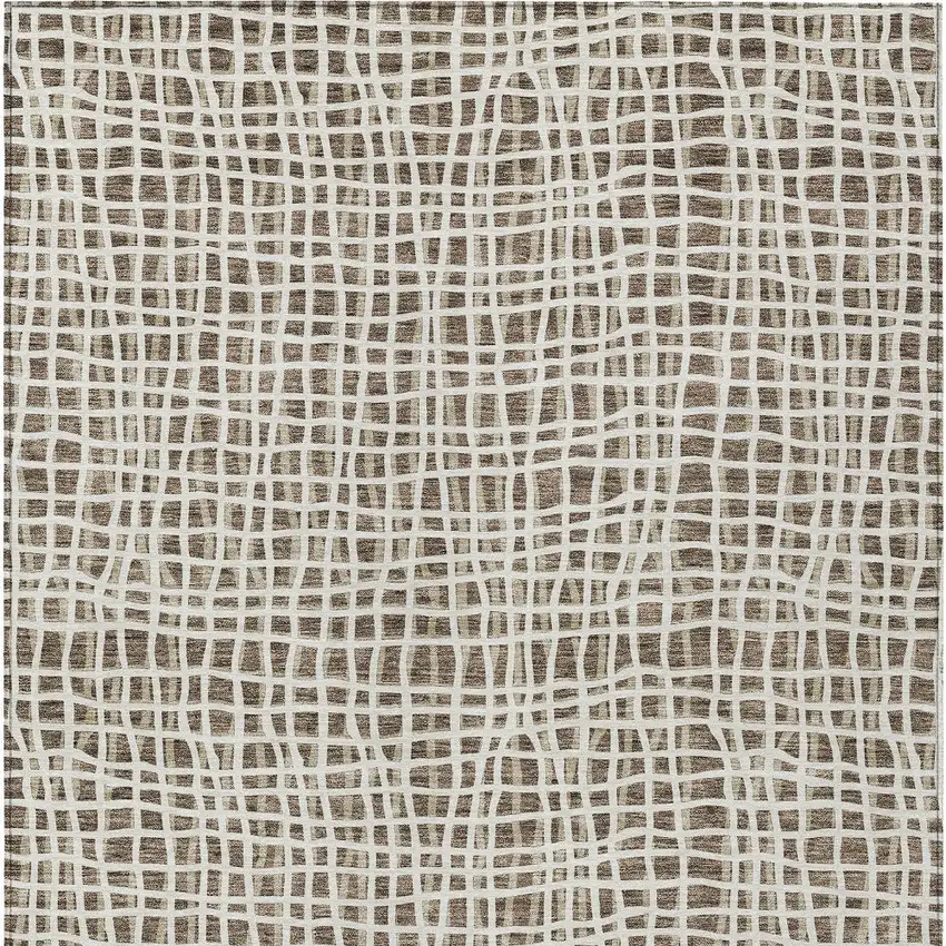 Brown Beige And Ivory Striped Washable Indoor Outdoor Area Rug Photo 6