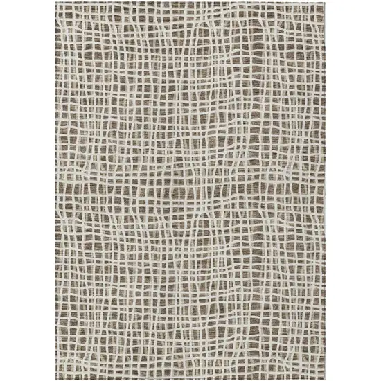 Brown Beige And Ivory Striped Washable Indoor Outdoor Area Rug Photo 2