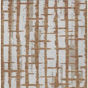 Photo of Brown Beige And Ivory Striped Washable Indoor Outdoor Area Rug
