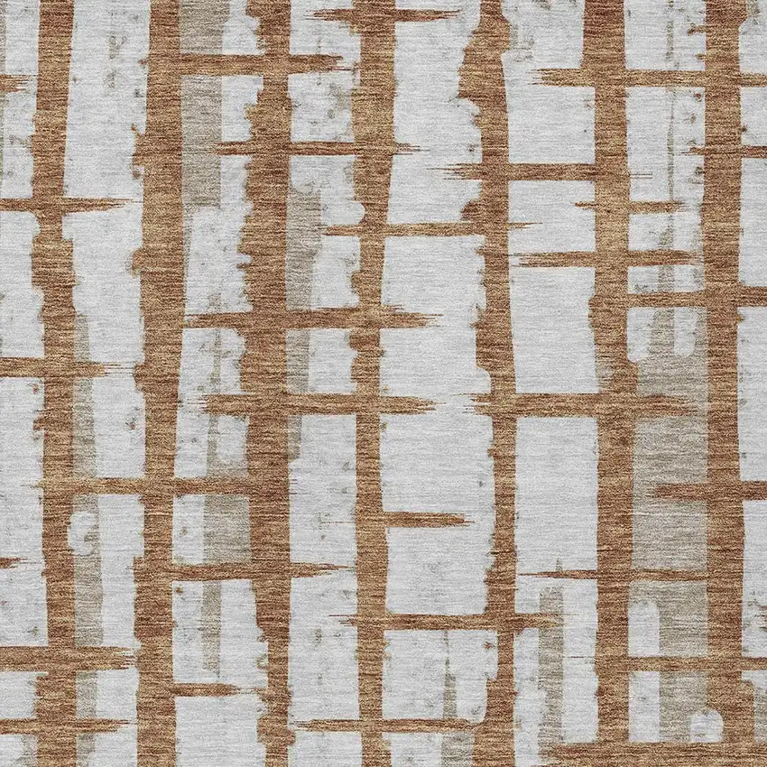 Brown Beige And Ivory Striped Washable Indoor Outdoor Area Rug Photo 6
