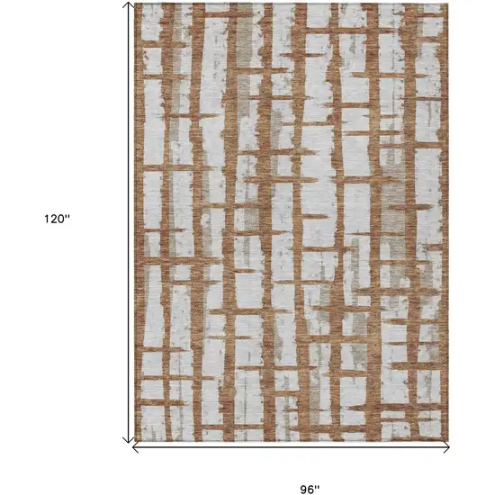 Brown Beige And Ivory Striped Washable Indoor Outdoor Area Rug Photo 3