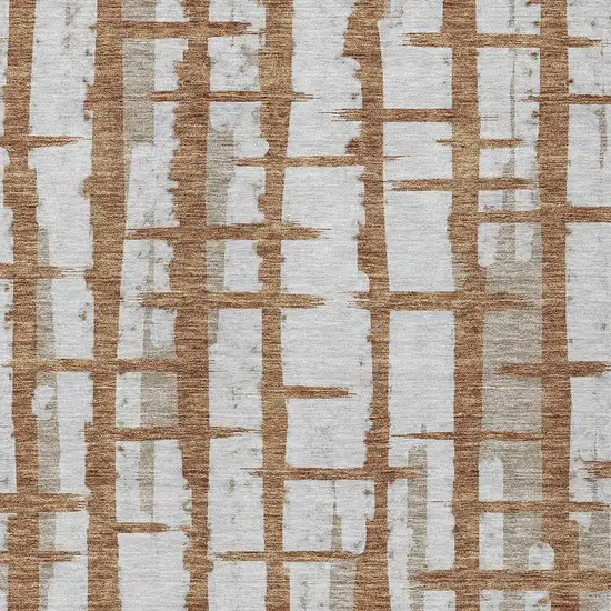 Brown Beige And Ivory Striped Washable Indoor Outdoor Area Rug Photo 6