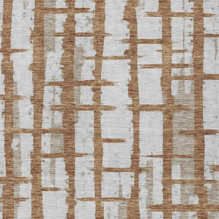 Brown Beige And Ivory Striped Washable Indoor Outdoor Area Rug Photo 6