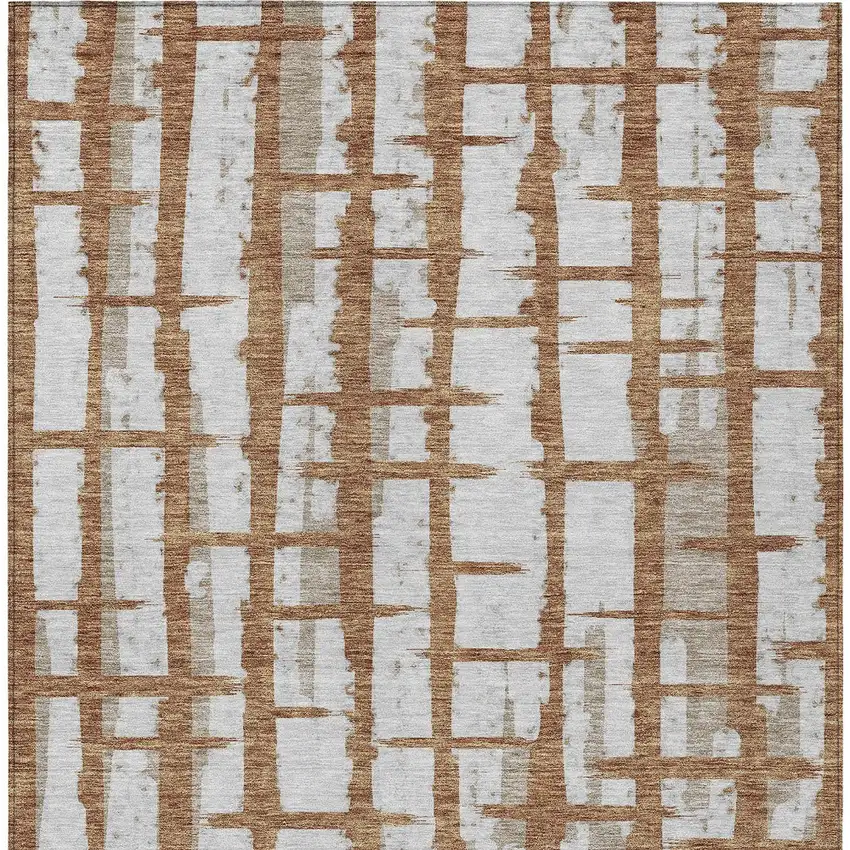 Brown Beige And Ivory Striped Washable Indoor Outdoor Area Rug Photo 6