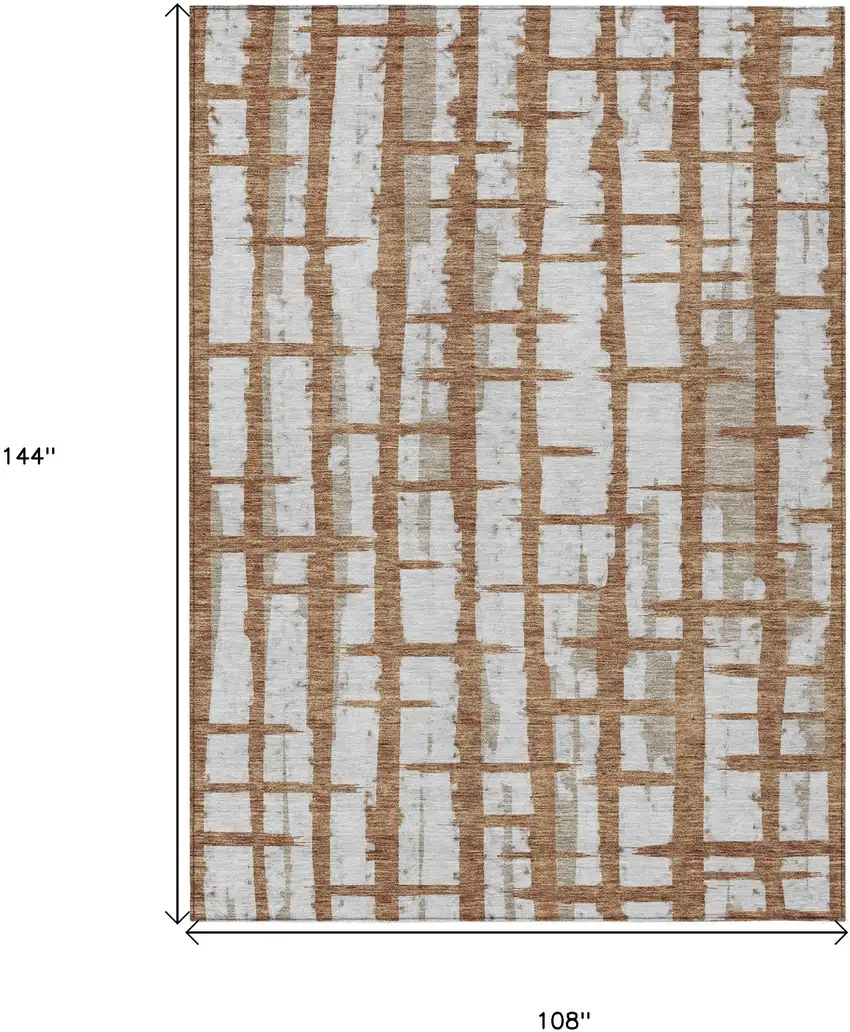Brown Beige And Ivory Striped Washable Indoor Outdoor Area Rug Photo 3