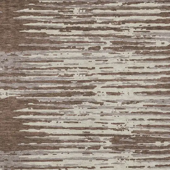 Brown Beige And Ivory Striped Washable Indoor Outdoor Area Rug Photo 6