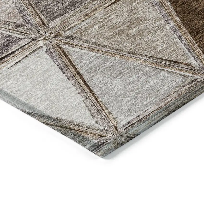 Brown Beige And Khaki Geometric Washable Indoor Outdoor Area Rug Photo 2