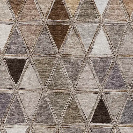 Brown Beige And Khaki Geometric Washable Indoor Outdoor Area Rug Photo 3