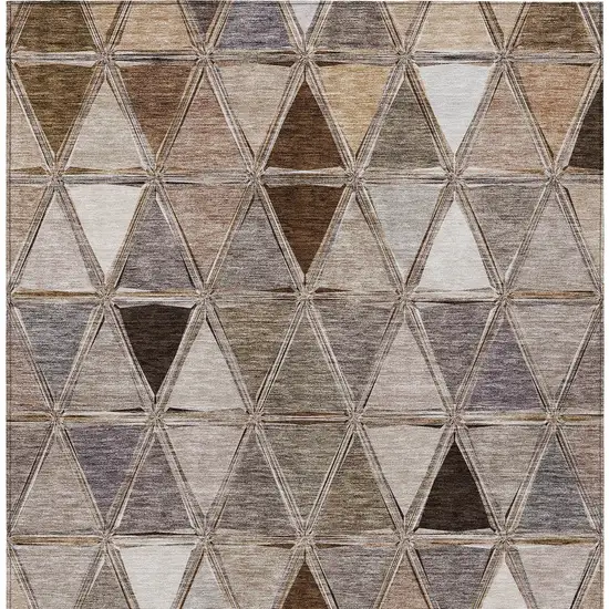 Brown Beige And Khaki Geometric Washable Indoor Outdoor Area Rug Photo 5