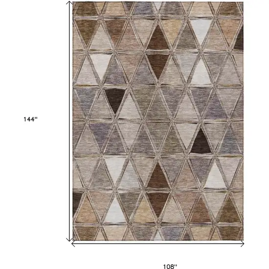 Brown Beige And Khaki Geometric Washable Indoor Outdoor Area Rug Photo 3