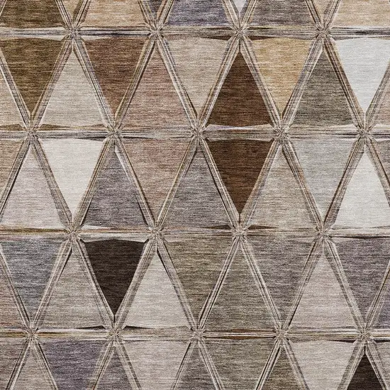 Brown Beige And Khaki Geometric Washable Indoor Outdoor Area Rug Photo 3