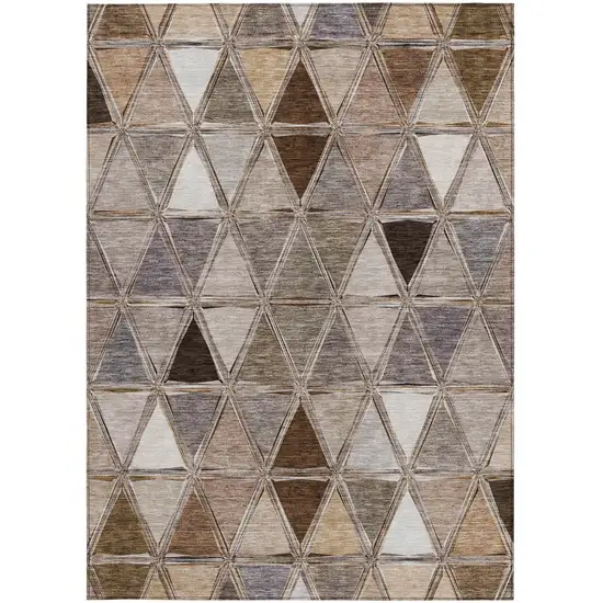 Brown Beige And Khaki Geometric Washable Indoor Outdoor Area Rug Photo 5