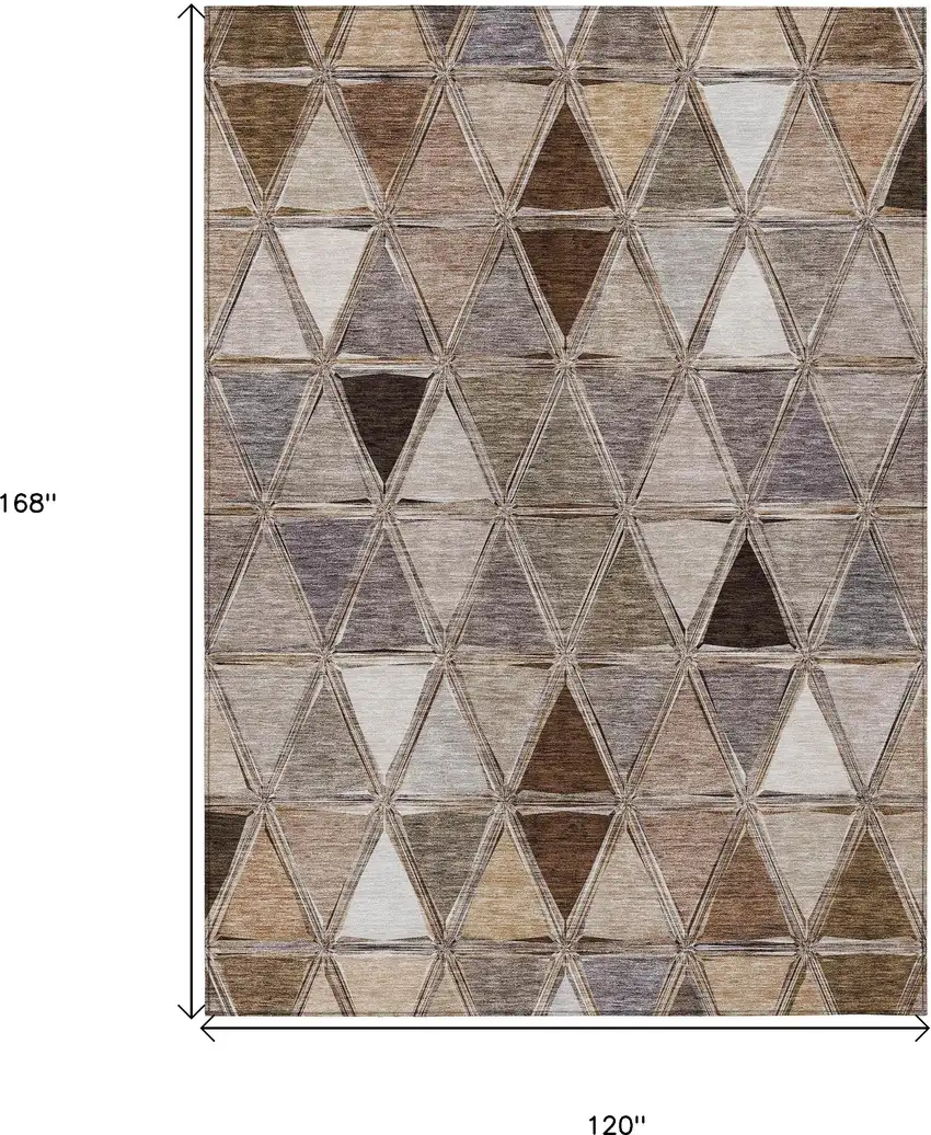 Brown Beige And Khaki Geometric Washable Indoor Outdoor Area Rug Photo 3