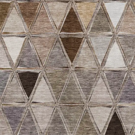 Brown Beige And Khaki Geometric Washable Indoor Outdoor Area Rug Photo 3