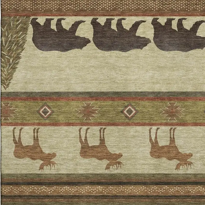 Brown Beige And Rust Animal Print Washable Area Rug With UV Protection Photo 4