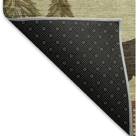 Brown Beige And Rust Animal Print Washable Area Rug With UV Protection Photo 7