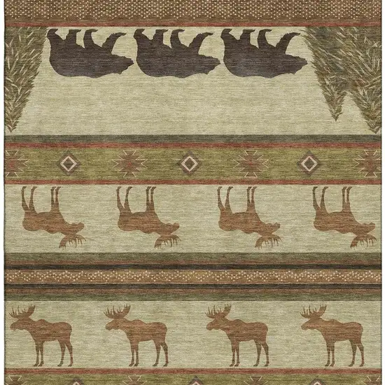 Brown Beige And Rust Animal Print Washable Area Rug With UV Protection Photo 4