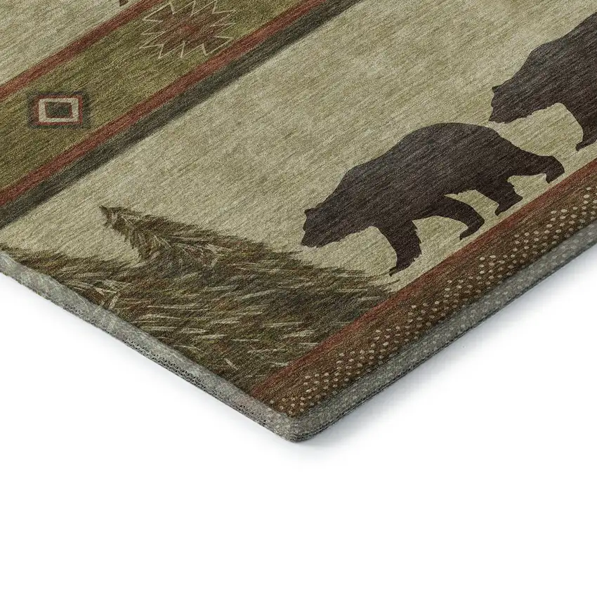 Brown Beige And Rust Animal Print Washable Area Rug With UV Protection Photo 9