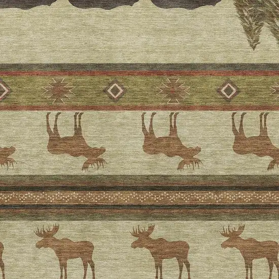 Brown Beige And Rust Animal Print Washable Area Rug With UV Protection Photo 4