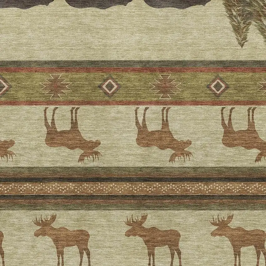 Brown Beige And Rust Animal Print Washable Area Rug With UV Protection Photo 4