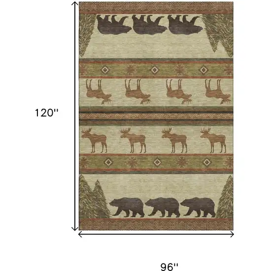 Brown Beige And Rust Animal Print Washable Area Rug With UV Protection Photo 3