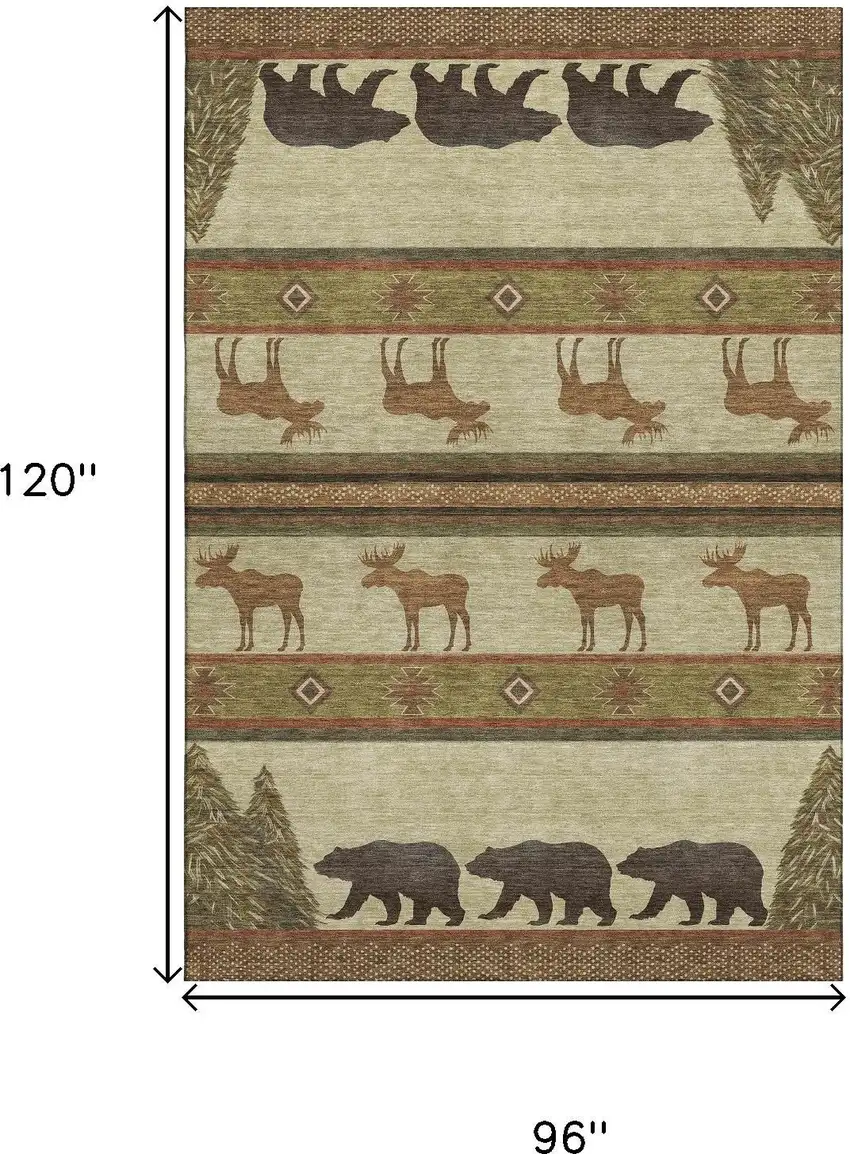 Brown Beige And Rust Animal Print Washable Area Rug With UV Protection Photo 3