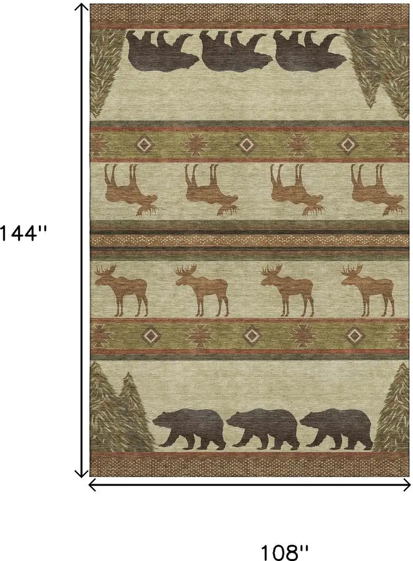 Brown Beige And Rust Animal Print Washable Area Rug With UV Protection Photo 3