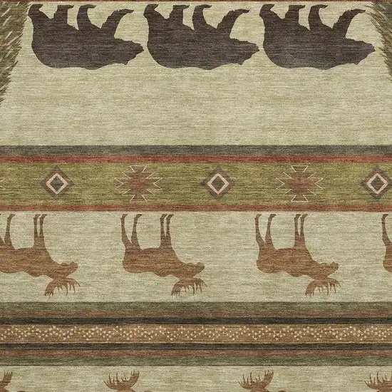 Brown Beige And Rust Animal Print Washable Area Rug With UV Protection Photo 4