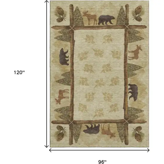 Brown Beige And Rust Animal Print Washable Area Rug With UV Protection Photo 3