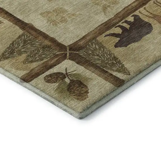 Brown Beige And Rust Animal Print Washable Area Rug With UV Protection Photo 7