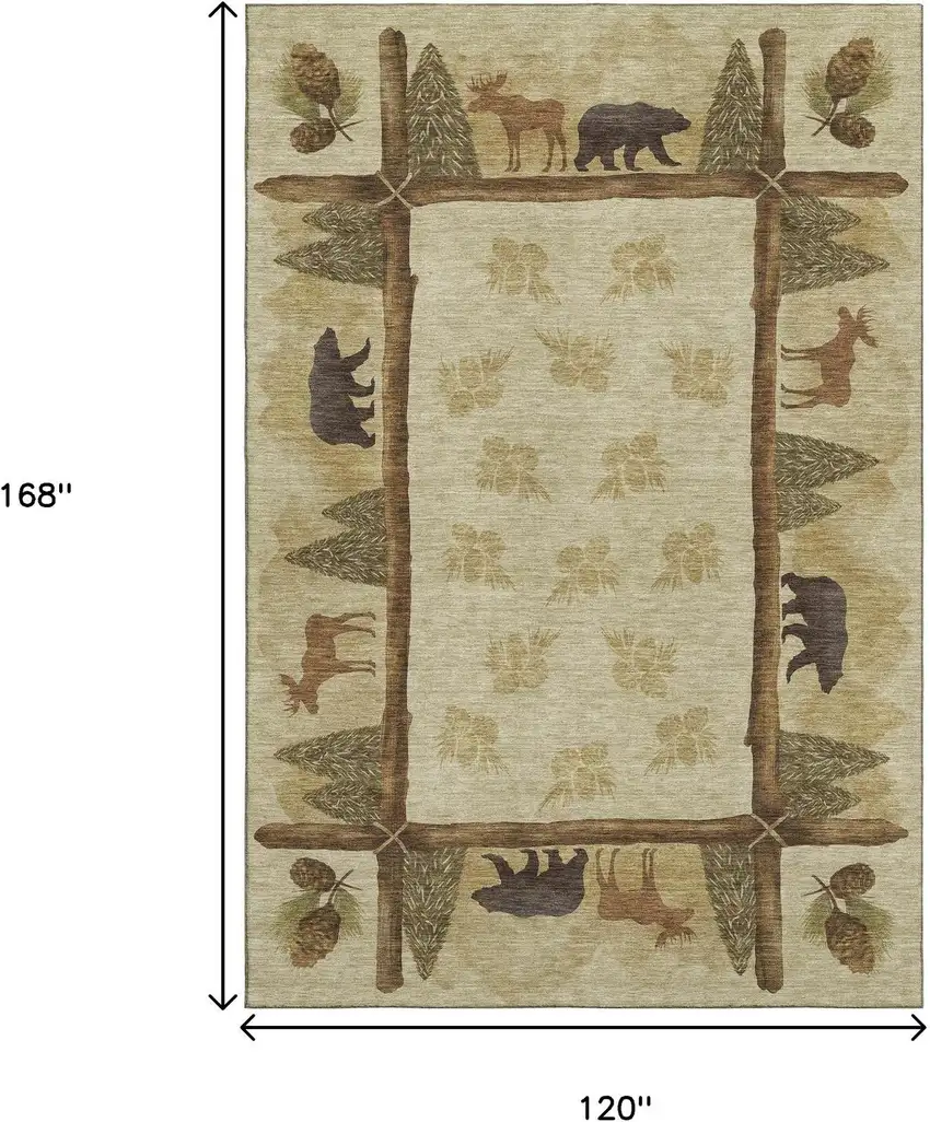 Brown Beige And Rust Animal Print Washable Area Rug With UV Protection Photo 3