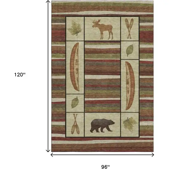 Brown Beige And Rust Animal Print Washable Area Rug With UV Protection Photo 3