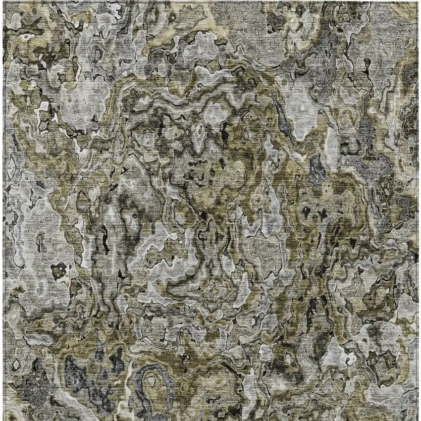Brown Beige And Tan Abstract Washable Indoor Outdoor Area Rug Photo 7