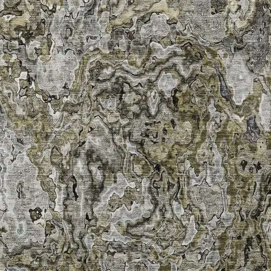 Brown Beige And Tan Abstract Washable Indoor Outdoor Area Rug Photo 6