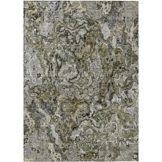 Brown Beige And Tan Abstract Washable Indoor Outdoor Area Rug Photo 2