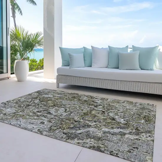 Brown Beige And Tan Abstract Washable Indoor Outdoor Area Rug Photo 8