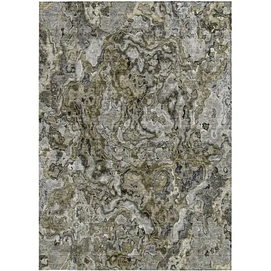Brown Beige And Tan Abstract Washable Indoor Outdoor Area Rug Photo 7