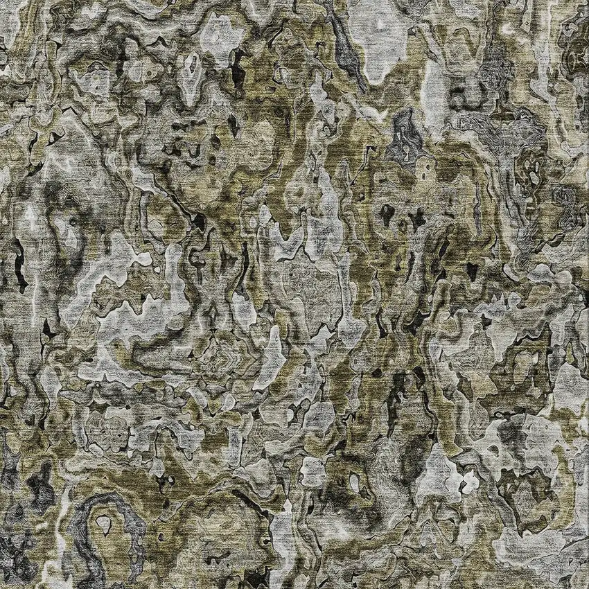 Brown Beige And Tan Abstract Washable Indoor Outdoor Area Rug Photo 6