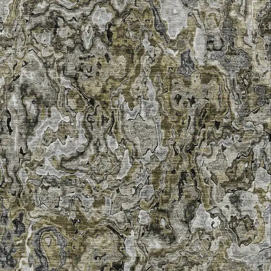 Brown Beige And Tan Abstract Washable Indoor Outdoor Area Rug Photo 6