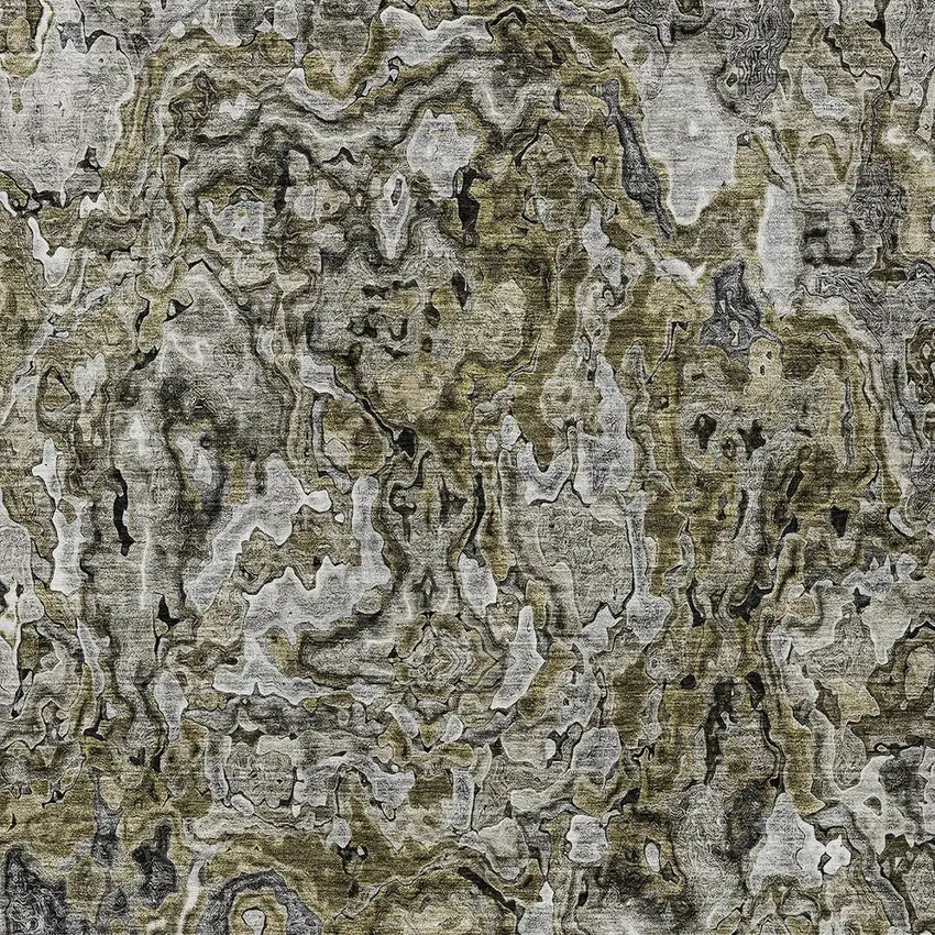 Brown Beige And Tan Abstract Washable Indoor Outdoor Area Rug Photo 6