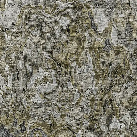 Brown Beige And Tan Abstract Washable Indoor Outdoor Area Rug Photo 6