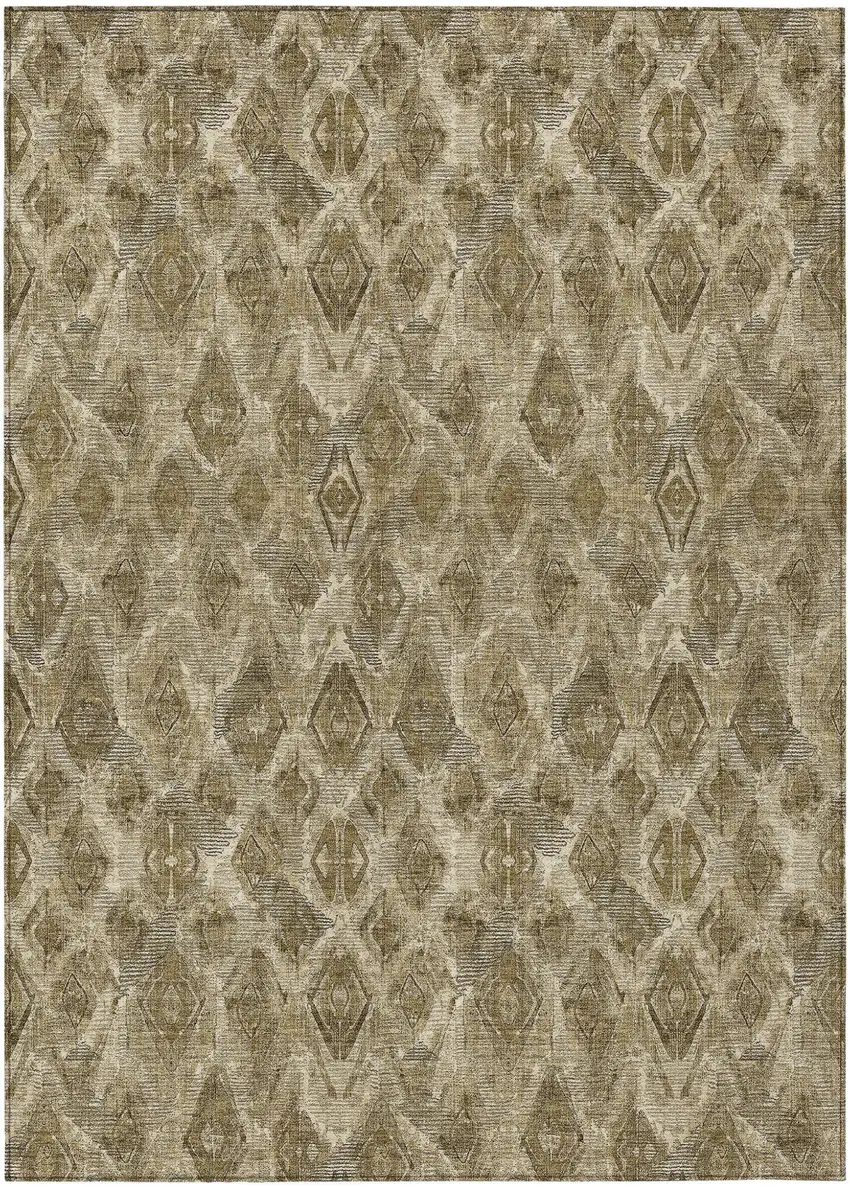 Brown Beige And Tan Geometric Washable Indoor Outdoor Area Rug Photo 2