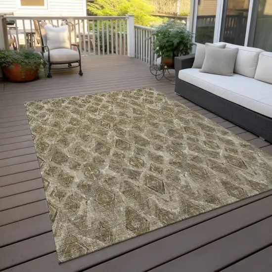 Brown Beige And Tan Geometric Washable Indoor Outdoor Area Rug Photo 7