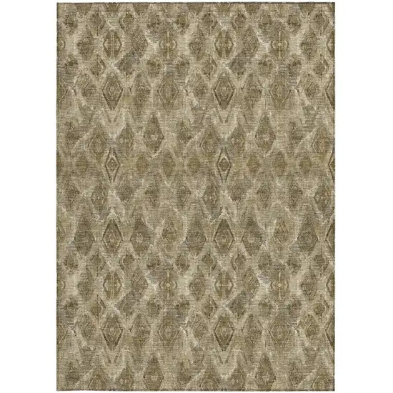 Brown Beige And Tan Geometric Washable Indoor Outdoor Area Rug Photo 6