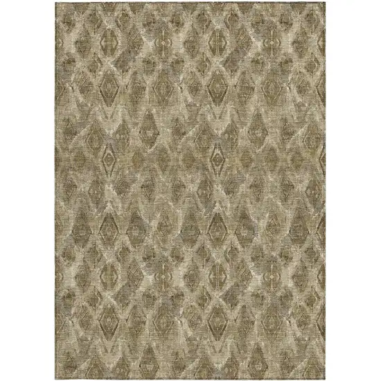 Brown Beige And Tan Geometric Washable Indoor Outdoor Area Rug Photo 6